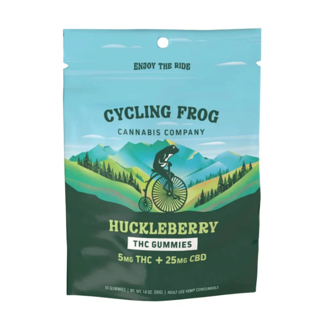 Cycling Frog 5mg THC + 25mg CBD Gummies – Huckleberry & Mango Pineapple 10ct