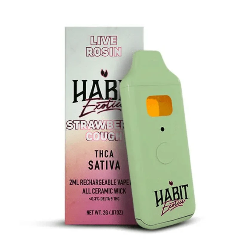 Habit Strawberry Cough 2G Live Rosin THCA Disposable – Uplifting Sativa