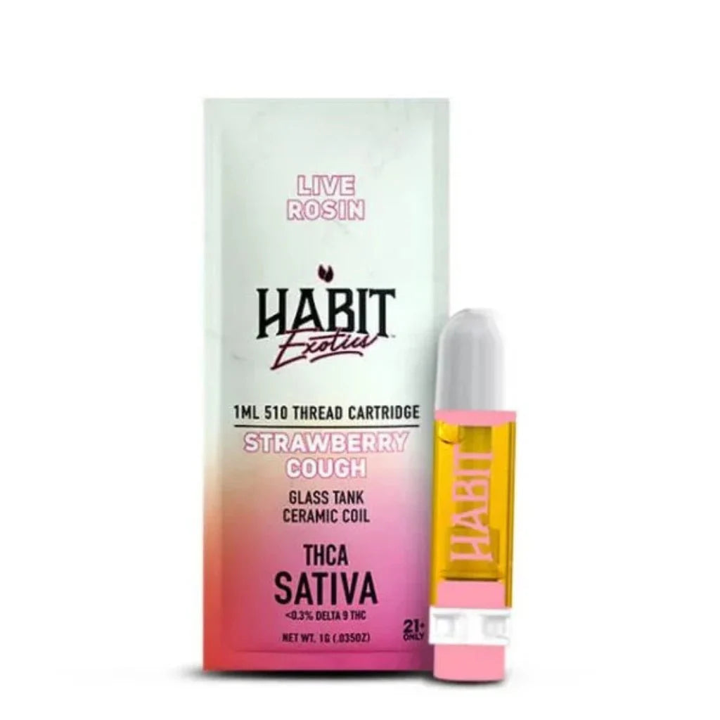 Habit 1g THCA Live Rosin 510 Cartridge - Strawberry Cough - Solventless Hemp Extract