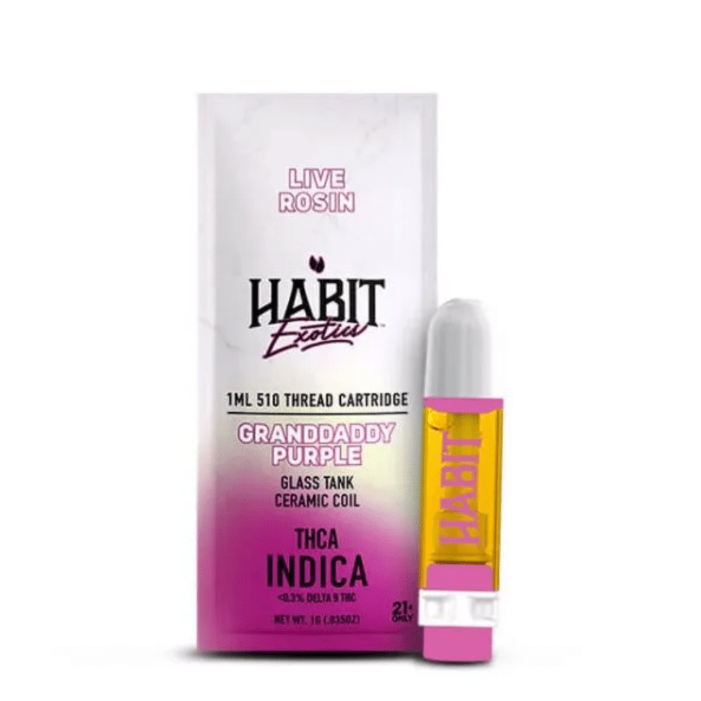 Habit 1g THCA Live Rosin 510 Cartridge - Granddaddy Purple - Solventless Hemp Extract