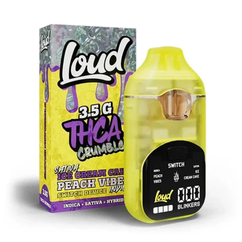 Loud 3.5g Crumble Switch Dual-Chamber Disposable – Ice Cream Cake (Sativa) + Peach Vibes (Indica)