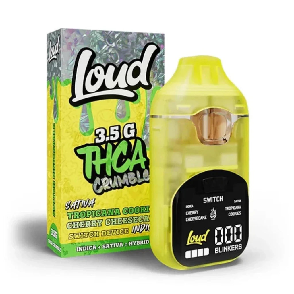 Loud 3.5g Crumble Switch Dual-Chamber Disposable – Tropicana Cookies (Sativa) + Cherry Cheesecake (Indica)