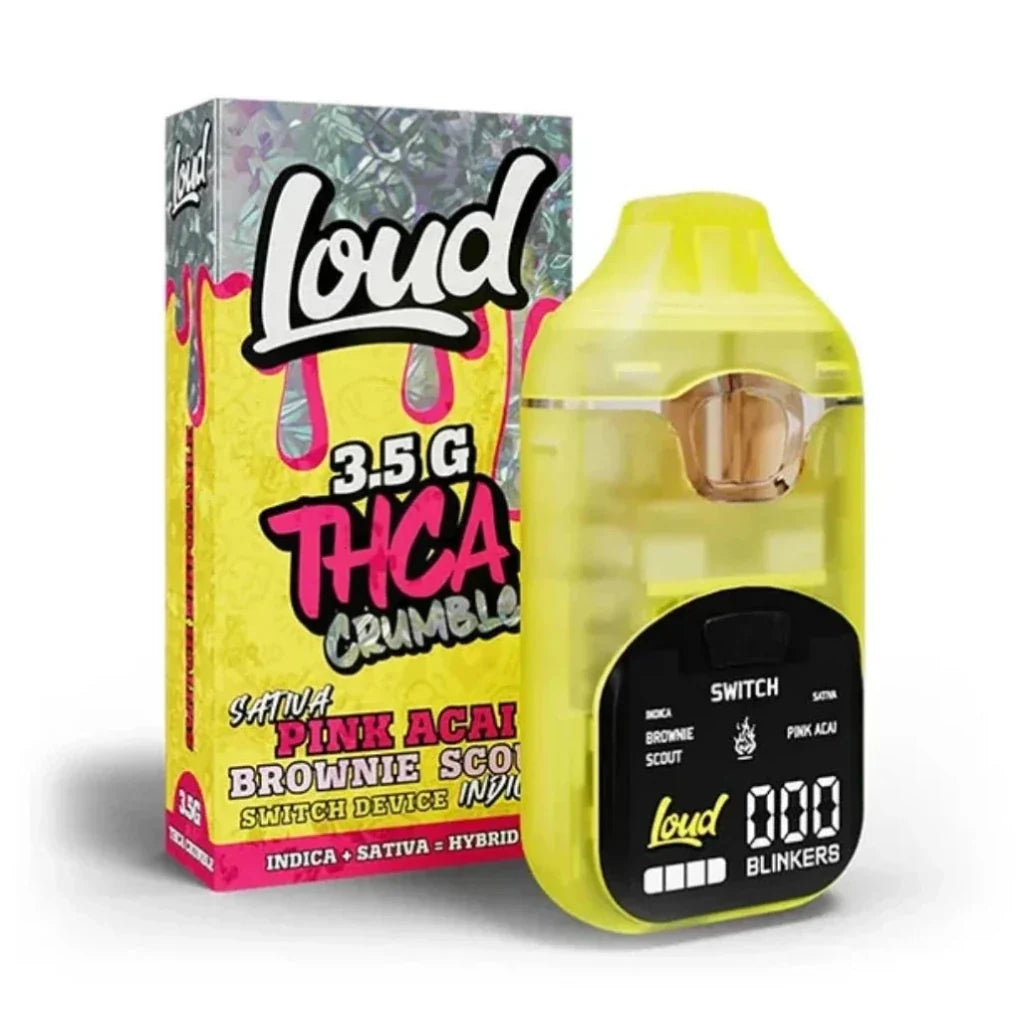 Loud 3.5g Crumble Switch Dual-Chamber Disposable – Pink Acai (Sativa) + Brownie Kush (Indica)