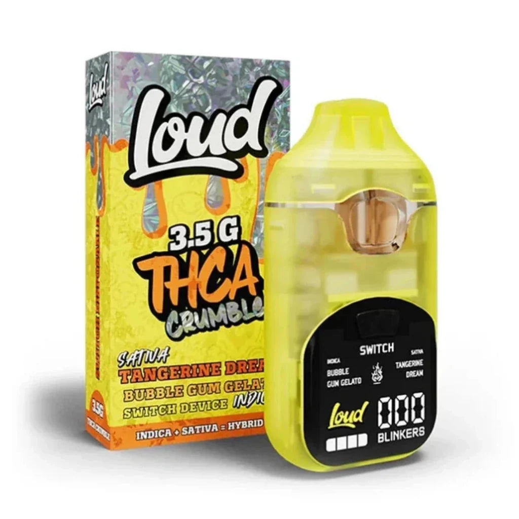 Loud 3.5g Crumble Switch Dual-Chamber Disposable – Tangerine Dream (Sativa) + Bubble Gum Gelato (Indica)
