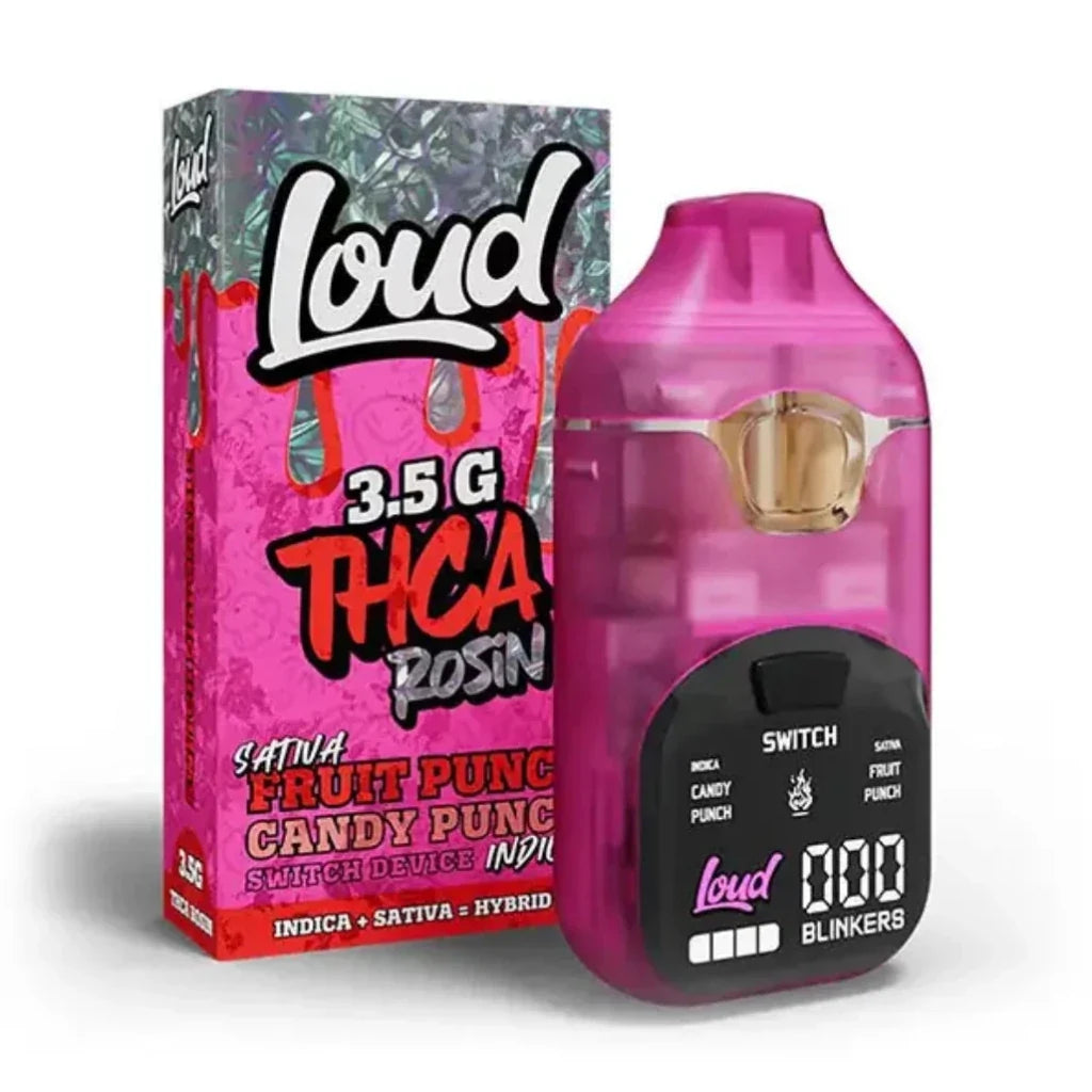Loud 3.5g Rosin Switch Dual-Chamber Disposable – Fruit Punch (Sativa) + Candy Punch (Indica)