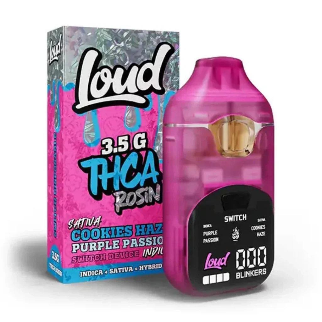 Loud 3.5g Rosin Switch Dual-Chamber Disposable – Cookies Haze (Sativa) + Purple Passion (Indica)