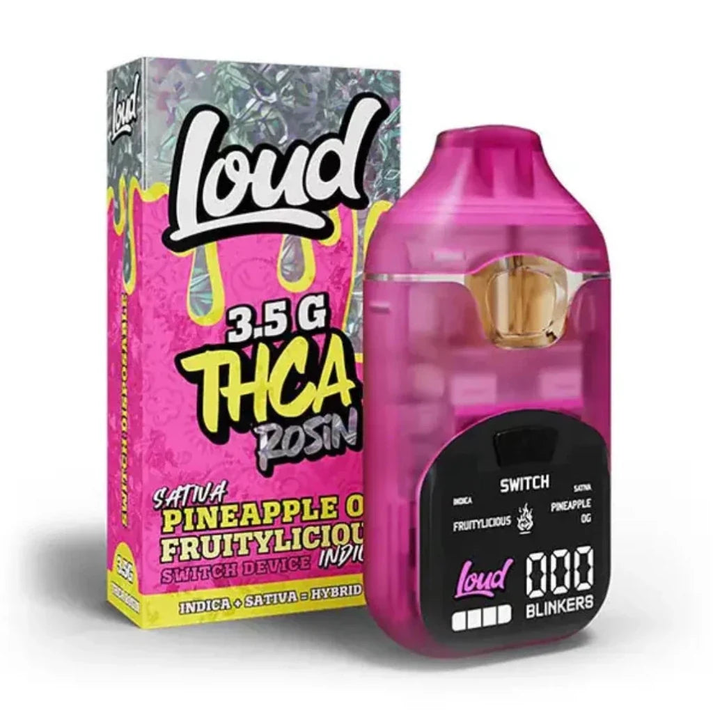 Loud 3.5g Rosin Switch Dual-Chamber Disposable – Pineapple OG (Sativa) + Fruitylicious (Indica)