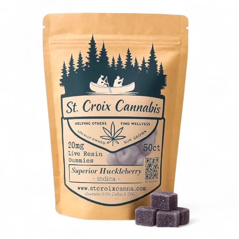 St. Croix Canna Superior Huckleberry 20mg Delta 9 Gummies – Relaxing Indica-50ct