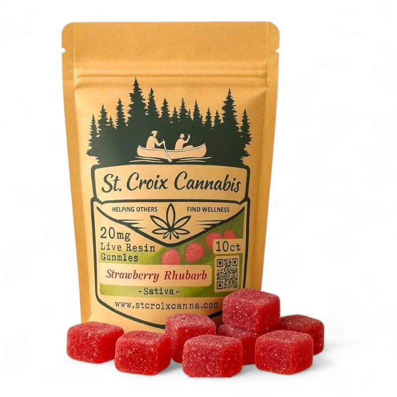 St. Croix Canna Strawberry Rhubarb 20mg Delta 9 Gummies – Uplifting Sativa-10ct