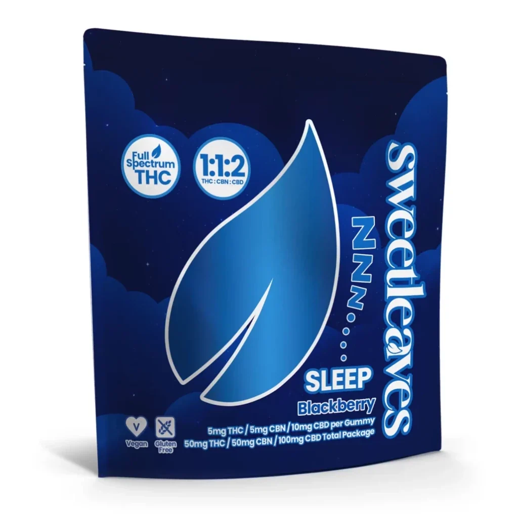 Sweetleaves 5mg THC Gummies – Blackberry Sleep (THC + CBN + CBD)